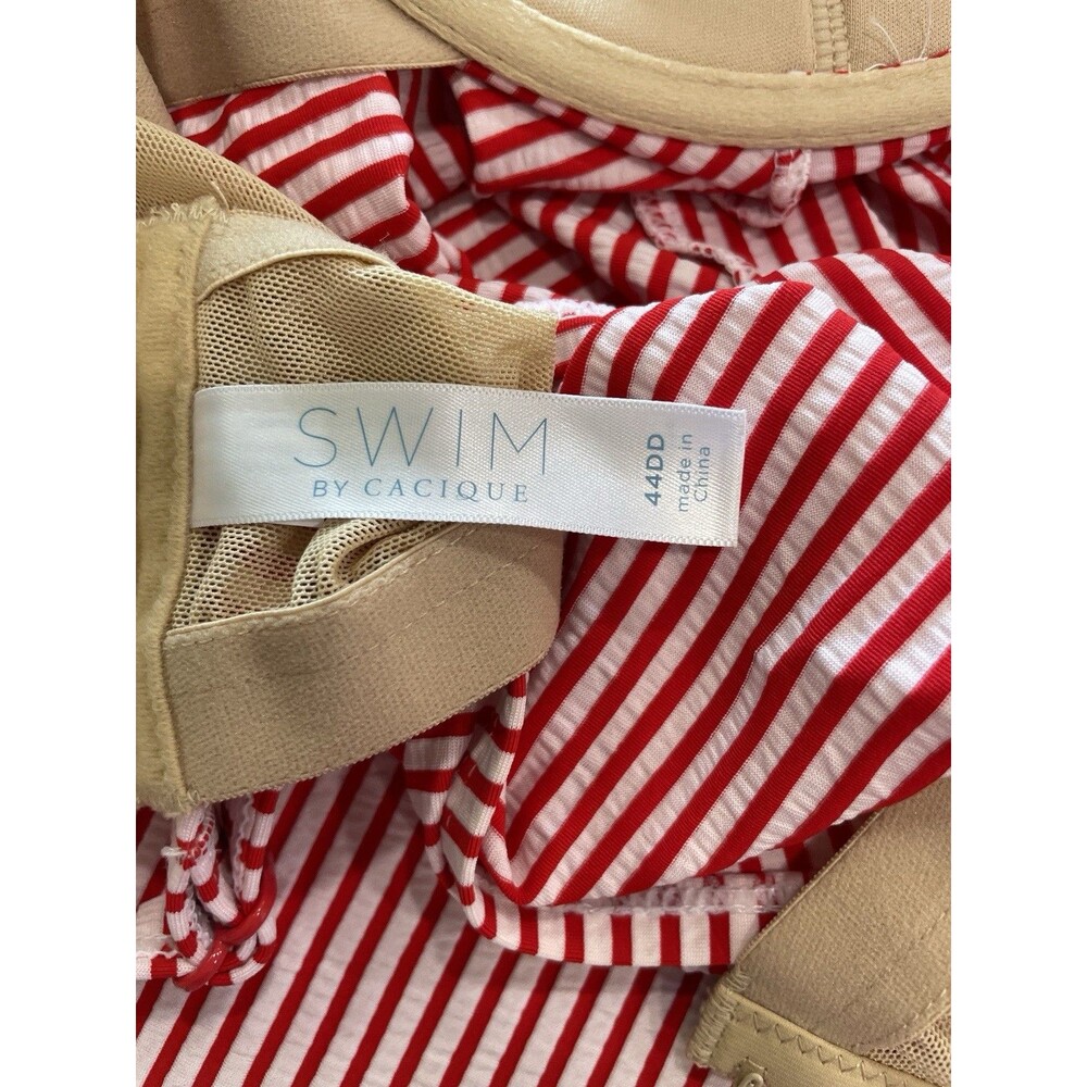 Swim by Cacique Womens Tankini Top Size 44DD Red Stripe Built In Bra NWT - Picture 7 of 9